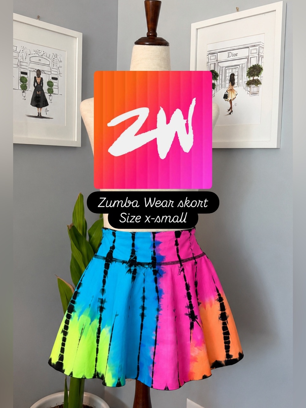 Zumba Fitness Neon Tie-Dye Circle Skirt - Blue, Pink, Orange, Yellow